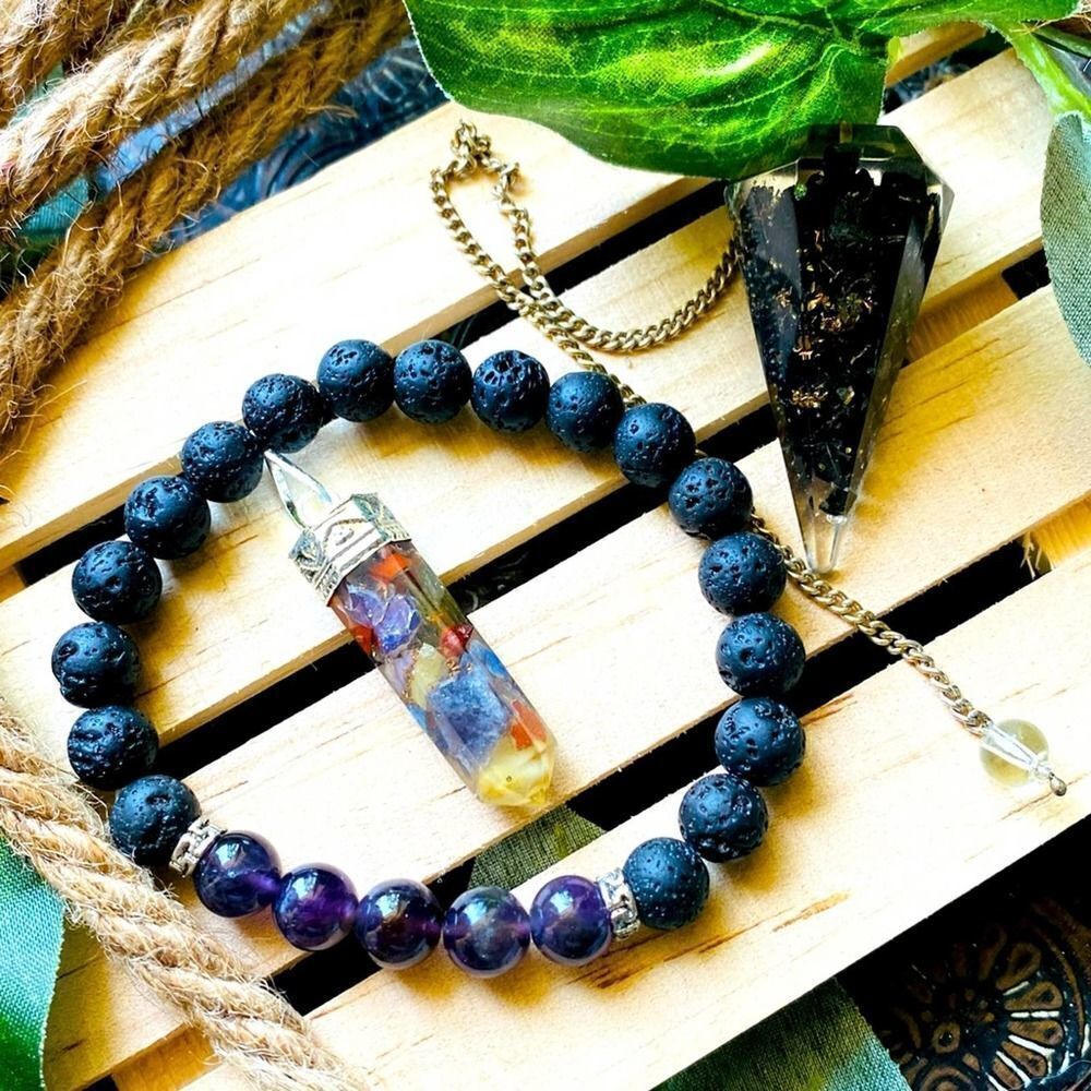 Orgone Pendulum Gemstone Jewelry Bundle